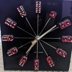 Las Vegas Vintage Black and Red Dice Clock